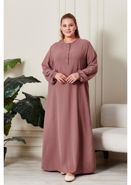 Kadın Büyük Beden Düğmeli Babanne Elbisesi indirimleri