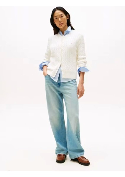 Pamuklu Saç Örgülü Orta Kalınlıkta Bisiklet Yaka Uzun Kollu Kadın Kazak WW0WW46514YA8