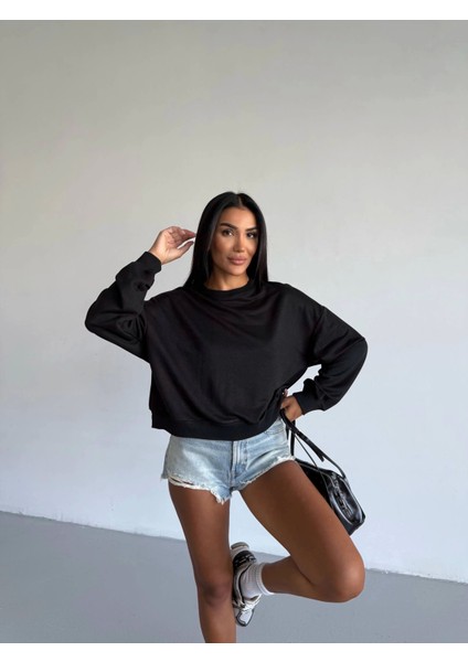 2 Iplik Bisiklet Yaka Sweat Siyah F2339 fırsatları