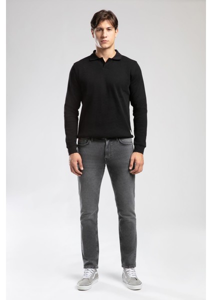 Sirius Erkek Polo Yaka Sweatshirt Siyah