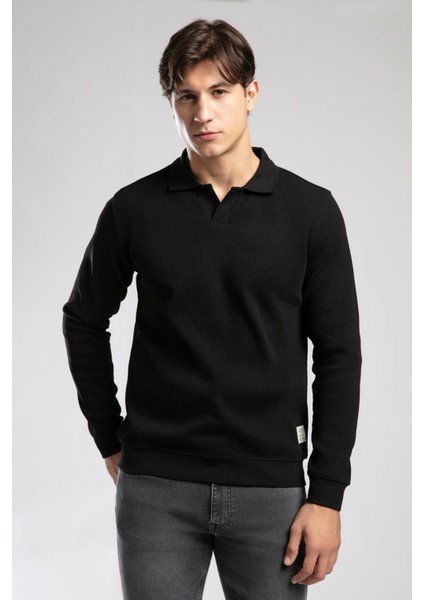 Sirius Erkek Polo Yaka Sweatshirt Siyah fiyatları