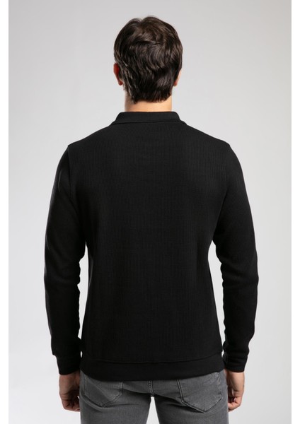 Sirius Erkek Polo Yaka Sweatshirt Siyah fırsatları