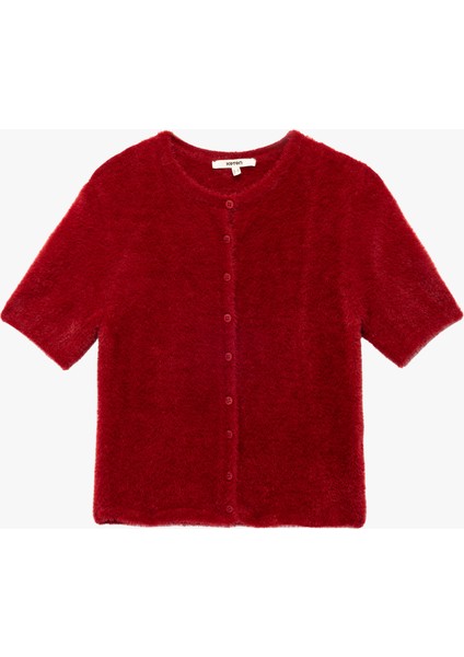 Kısa Kollu Bisiklet Yaka Peluş Hırka