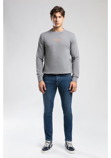 Frose Erkek O Yaka Sweatshirt Gri