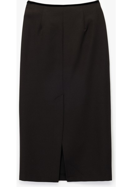 Slim Fit Yırtmaçlı Fiyonk Detaylı Midi Kalem Etek fiyatları