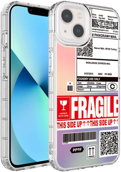 iPhone 14 Uyumlu Kamera Korumalı Renkli Desenli Sert Silikon Ecrz Korn Kapak-No5