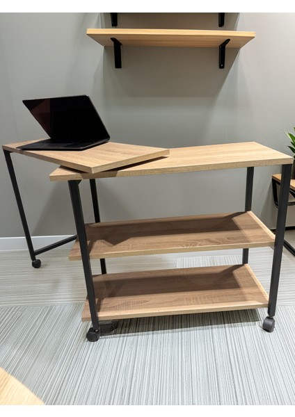 Çok Amaçlı 360° Dönebilen Koltuk ve Ofis Sehpası - Tekerlekli Laptop Masası - 360° Yan Sehpa fırsatları