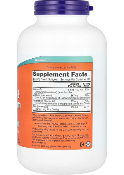 Calcium & Magnesium + Zinc + D3 Bone Health 240 Softgels fiyatları