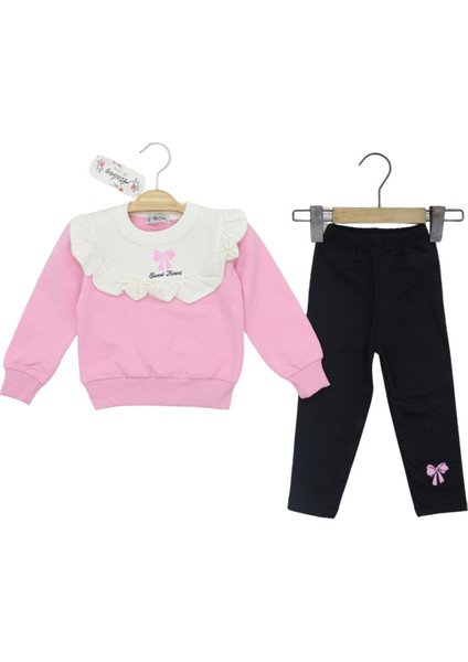 Kız Çocuk Takım Fiyonk Baskılı