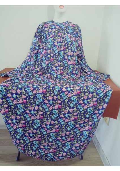 Robadan Uzun Kollu %100 Viskon Basma Çiçekli Anne Elbise, Namaz Elbisesi