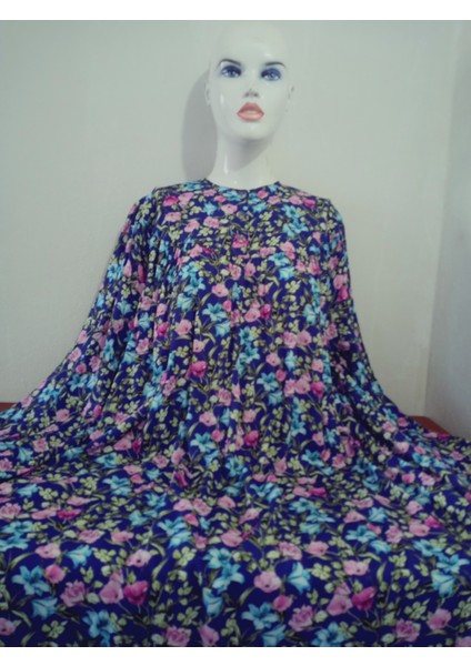 Robadan Uzun Kollu %100 Viskon Basma Çiçekli Anne Elbise, Namaz Elbisesi modelleri