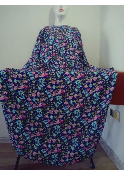 Robadan Uzun Kollu %100 Viskon Basma Çiçekli Anne Elbise, Namaz Elbisesi