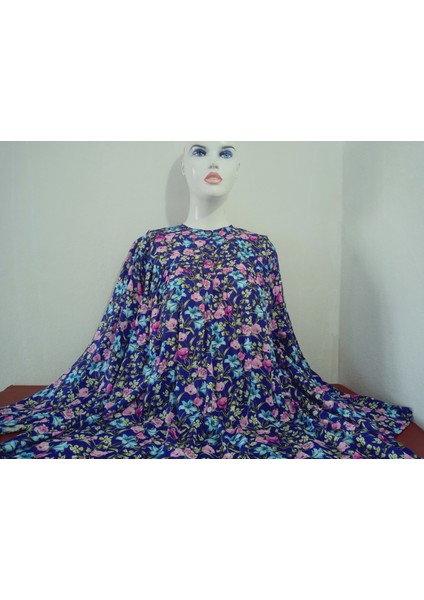 Robadan Uzun Kollu %100 Viskon Basma Çiçekli Anne Elbise, Namaz Elbisesi