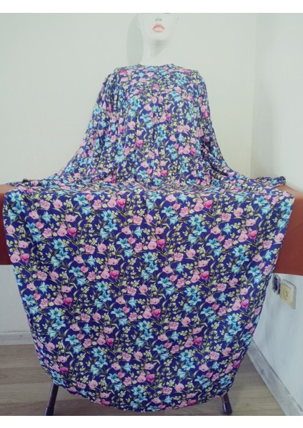 Robadan Uzun Kollu %100 Viskon Basma Çiçekli Anne Elbise, Namaz Elbisesi