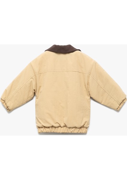 Uzun Kollu Cep Detaylı Renk Bloklu Fermuarlı Gömlek Yaka Bomber Mont fiyatları