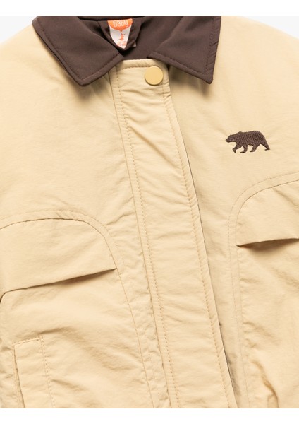 Uzun Kollu Cep Detaylı Renk Bloklu Fermuarlı Gömlek Yaka Bomber Mont modelleri