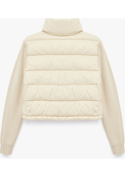 Dik Yaka Fermuarlı Uzun Kollu Cepli Slim Fit Şişme Mont fırsatları