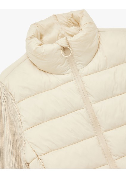 Dik Yaka Fermuarlı Uzun Kollu Cepli Slim Fit Şişme Mont indirimleri