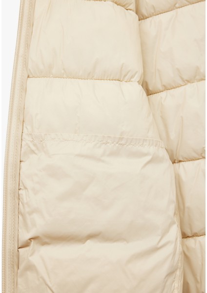 Dik Yaka Fermuarlı Uzun Kollu Cepli Slim Fit Şişme Mont