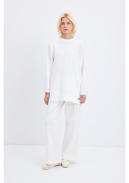 Oversize Yandan Yırtmaçlı Sweatshirt Ekru fiyatları