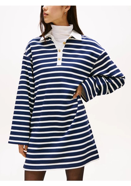 Altın Düğmeli Rugby Penye Kadın Elbise WW0WW483920Y7 fırsatları