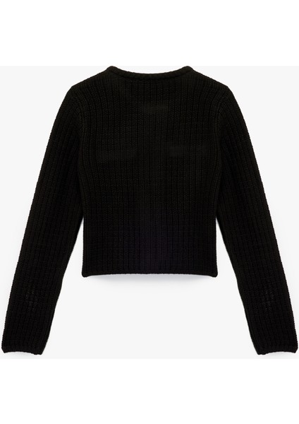 Aplike Detaylı Uzun Kollu Bisiklet Yaka Triko Hırka fiyatları