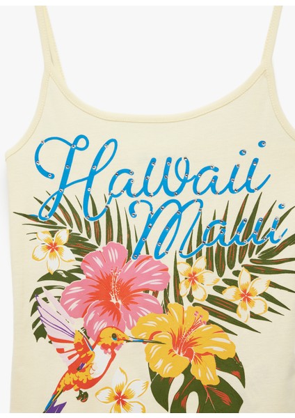 Pamuklu Ip Askılı Hawaii Baskılı Slim Fit Bluz modelleri