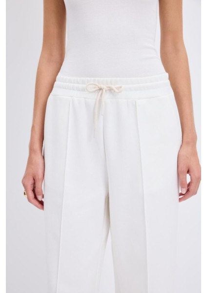 Yüksek Bel Nervür Dikiş Detaylı Pantolon Ekru fırsatları