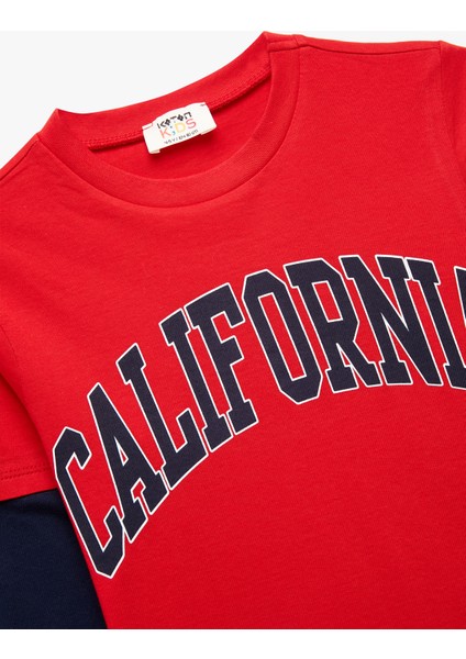 Pamuklu Uzun Kollu Bisiklet Yaka Baskılı Tişört modelleri