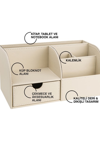 Masaüstü Düzenleyici,kalemlik,kumandalık,küpbloknotluk,tabletlik,kitaplık,6 Gözlü,çekmeceli,desktop Organizer,vegan,24,5*13*12 fiyatları