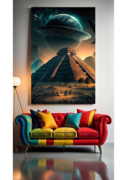 Distopik Manzara ve Piramitler Iıı Ev Duvar Salon Güzellik Salonu Ofis Dükkan Dekarasyon Kanvas Tablo