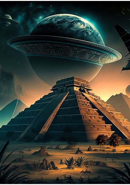 Distopik Manzara ve Piramitler Iıı Ev Duvar Salon Güzellik Salonu Ofis Dükkan Dekarasyon Kanvas Tablo fiyatları