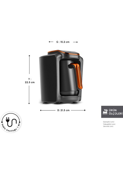 Hatır Neo-S Sütlü Türk Kahve Makinesi 5 Fincan Kapasiteli Tangerine fiyatları