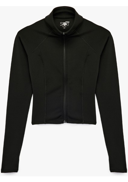 Fermuarlı Uzun Kollu Dik Yaka Slim Fit Spor Sweatshirt