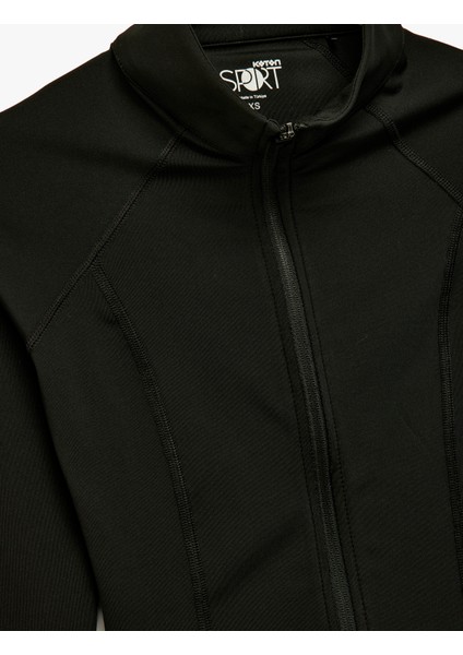 Fermuarlı Uzun Kollu Dik Yaka Slim Fit Spor Sweatshirt modelleri