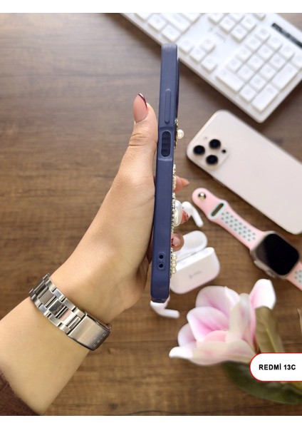 Redmi 13C Uyumlu Kelebekli Taşlı Simli Kalpli Wish Silikon Telefon Kılıfı fırsatları