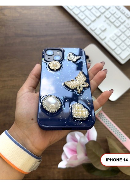 iPhone 14 Uyumlu Kelebekli Taşlı Simli Kalpli Wish Silikon Telefon Kılıfı modelleri