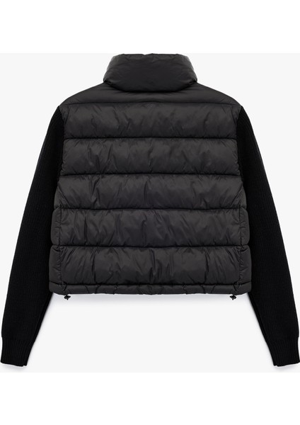 Dik Yaka Fermuarlı Uzun Kollu Cepli Slim Fit Şişme Mont fırsatları