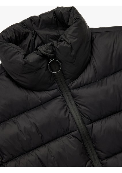 Dik Yaka Fermuarlı Uzun Kollu Cepli Slim Fit Şişme Mont indirimleri