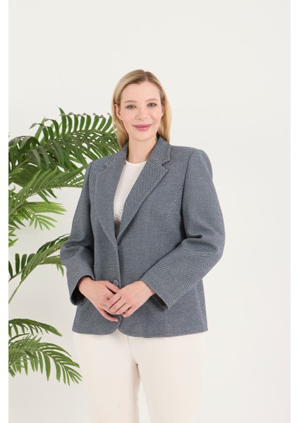 Kadın Pötikareli Düğmeli Klasik Ceket indirimleri