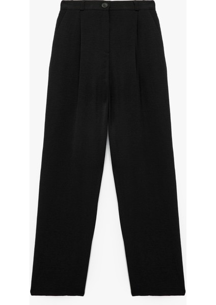 Aerobin Kumaş Pileli Cepli Düşük Bel Bol Paça Pantolon