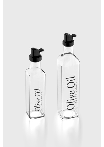 Oslo Siyah Kapaklı Olive Oil Yazılı 250 ml ve 500 ml 2'li Cam Yağlık Seti 152001 fiyatları