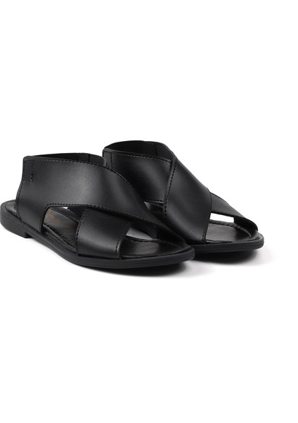 Kadın Siyah Şık Rahat Sandalet - Günlük, Kaymaz Taban, Yazlık Konforlu