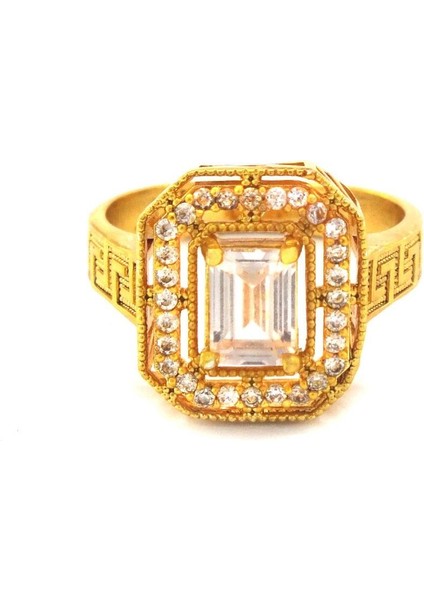 Altın Kaplama 2 Sıra Zirkon Taşlı Baget Yüzük YZK-450 modelleri