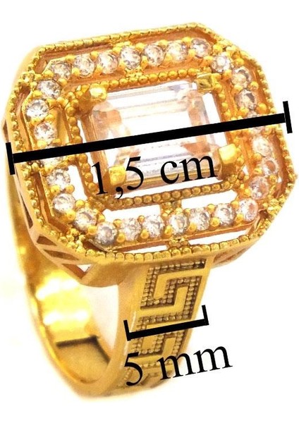 Altın Kaplama 2 Sıra Zirkon Taşlı Baget Yüzük YZK-450 fırsatları