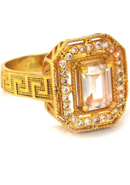 Altın Kaplama 2 Sıra Zirkon Taşlı Baget Yüzük YZK-450 indirimleri