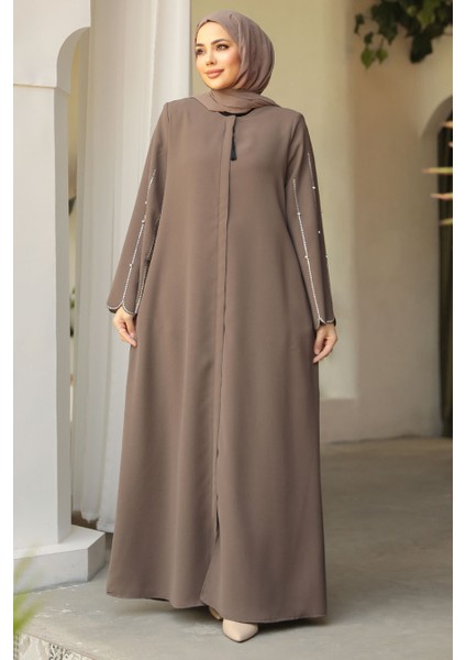 Kolları Işlemeli Vizon Tesettür Abaya 2634V