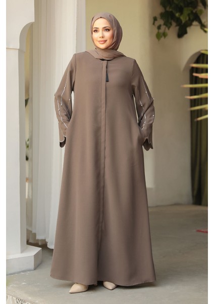 Kolları Işlemeli Vizon Tesettür Abaya 2634V fiyatları