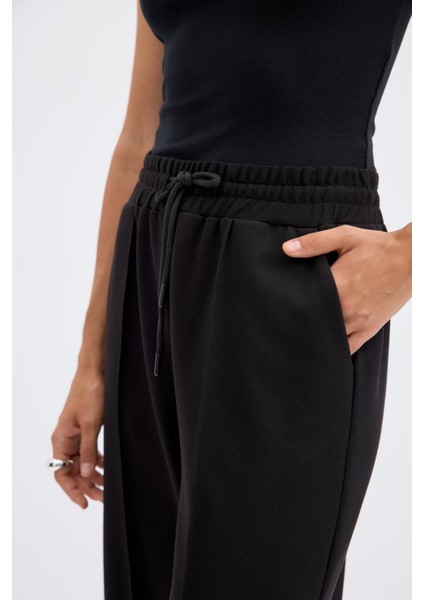 Yüksek Bel Nervür Dikiş Detaylı Pantolon Siyah modelleri