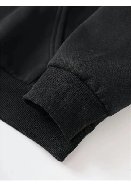Kadın Sevimli Kedi Baskılı Kapüşonlu Gri Siyah Sweatshirt Oversize Salaş fırsatları